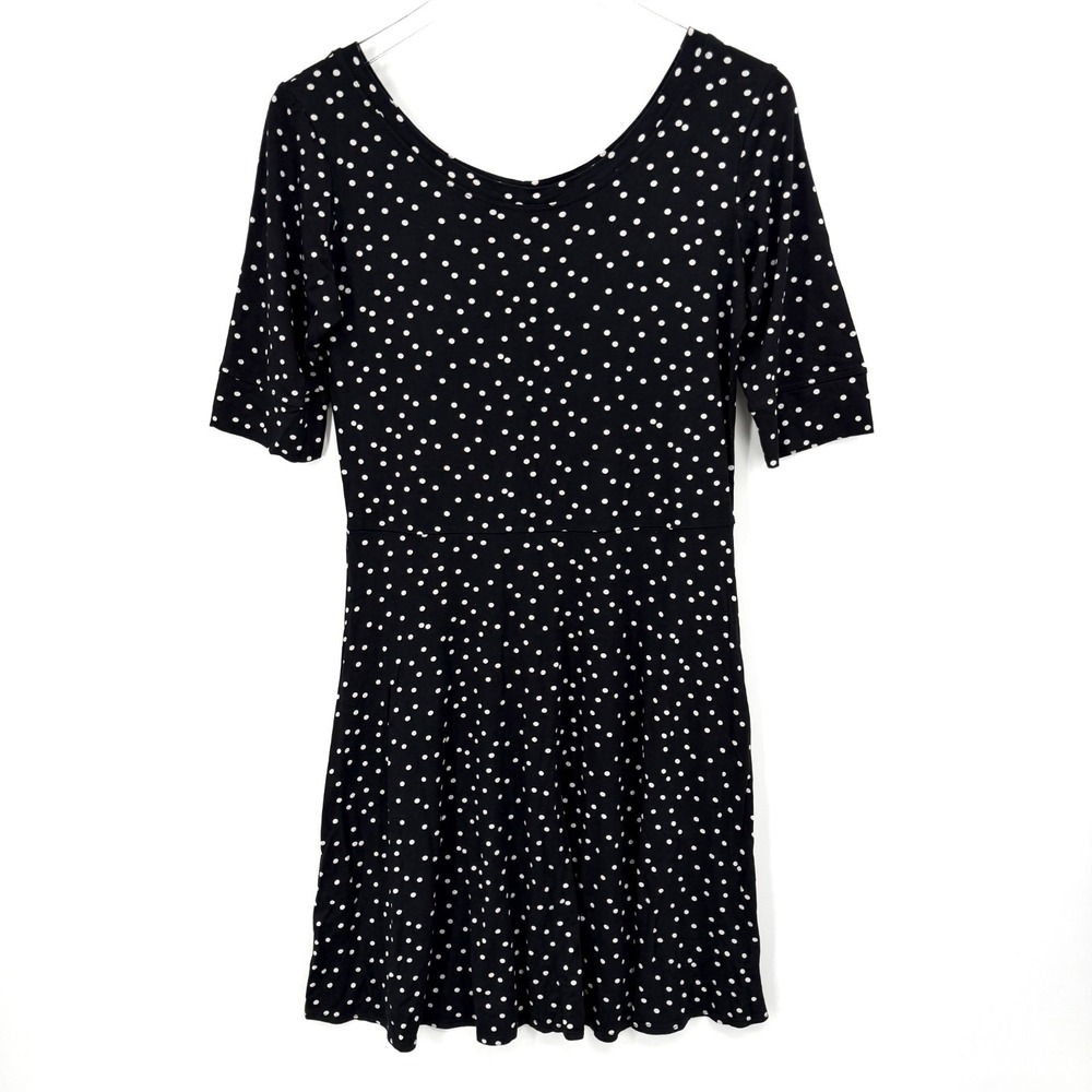 Salaam Jersey Knit Dress Size M Polka Dot Fit & Flare Half Sleeve Twee Travel